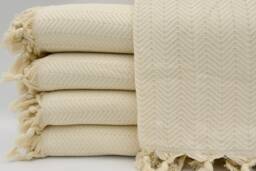 "Natural Blanket, Turkish Throw, Throw Blanket, Turkishj Bedspread, Towel Cover, Bed Cover, Cream Blanket, 75""x91"