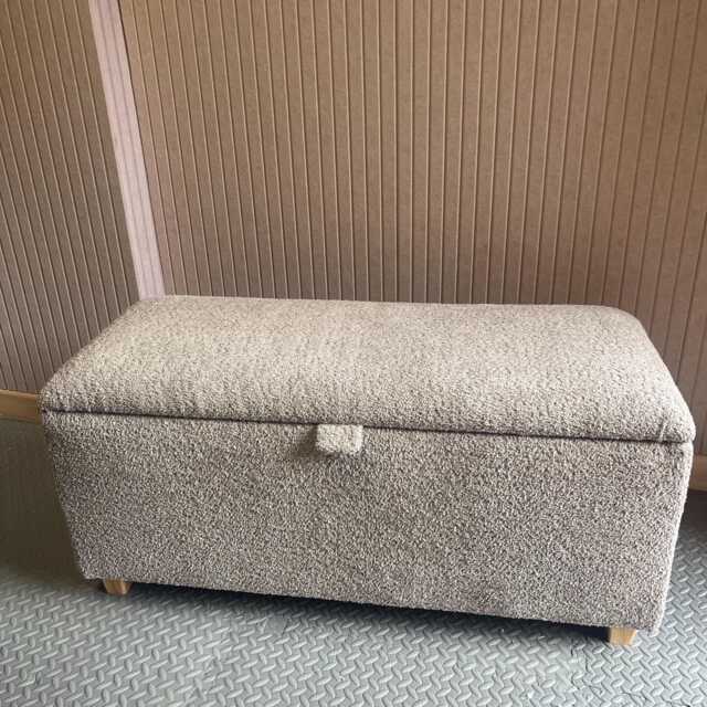 Handmade Boucl?? Storage Ottoman End-Of-Bed Bench, Teddy Soft Tall With Wooden Oak Feet - image 1