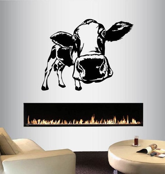 In-Style Decals Wall Vinyl Decal Home Decor Art Sticker Funny Cow Calf Head Cattle Animal Any Room Kitchen Farm Removable Mural Design 325 - image 1