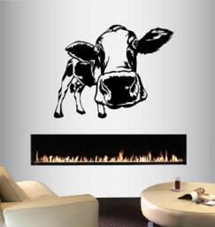 In-Style Decals Wall Vinyl Decal Home Decor Art Sticker Funny Cow Calf Head Cattle Animal Any Room Kitchen Farm Removable Mural Design 325 - thumbnail 1