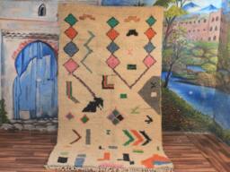 Moroccan Multi-Colors Rug, Beni Ourain Orange Wool Berber Custom Handmade Rug - thumbnail 1