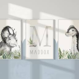 Dinosaur Prints, Boys Bedroom Prints, Dinosaur Wall Art, Nursery Decor, Dinosaur Theme, Personalised, Playroom, Toddler Room - thumbnail 2