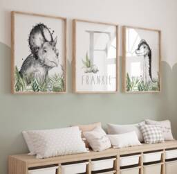 Dinosaur Prints, Boys Bedroom Prints, Dinosaur Wall Art, Nursery Decor, Dinosaur Theme, Personalised, Playroom, Toddler Room - thumbnail 1
