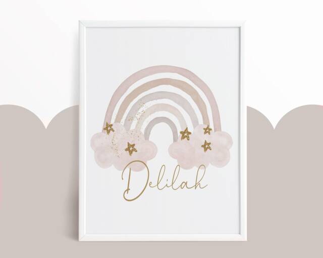 Rainbow Nursery Print, Neutral Decor, Rainbow Prints, Girl Bedroom Prints, Girls Wall Art, Baby Girl, Nursery Decor - image 1