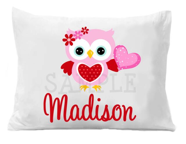 Valentines Owl Personalized Pillow Case Boys Or Girls - image 1