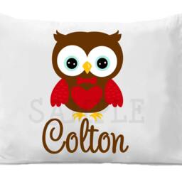 Valentines Owl Personalized Pillow Case Boys Or Girls - thumbnail 2