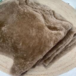 Shearling Sheepskin Soft Taupe, Light Brown Short Wool Sheepskin, Taupe Shearling, Upholstery Fabric - thumbnail 3
