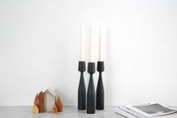 Ash Wood Candleholder Set Of 3 Albert Handturned Candlesticks For Hygge Decor. Minimalist Candle Holder Table Decor - thumbnail 1