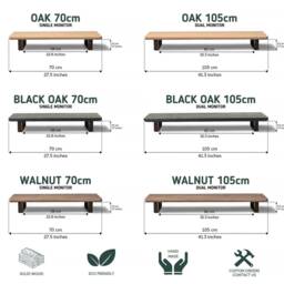 Dual Monitor Stand For Desk - Wooden Riser Walnut Shelf Home Office Accessories Gift For Him - thumbnail 3