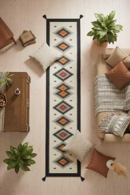 Custom Southwest Wool Rug Handwoven Kilim, Tribal Geometric Decor Runner - image 1
