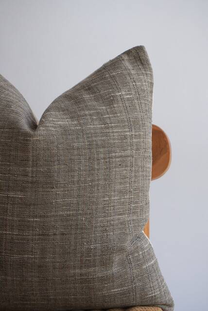 Handwoven Grey Striped Pillow Cover Hmong Batik, Ethnic Home Decor - image 1