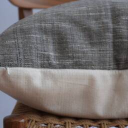 Handwoven Grey Striped Pillow Cover Hmong Batik, Ethnic Home Decor - thumbnail 3
