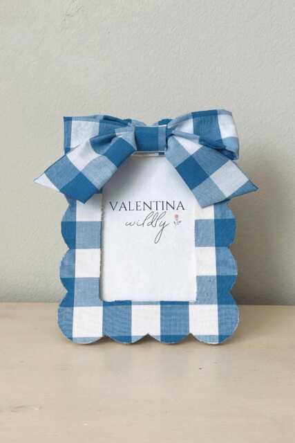 Blue Gingham Bow Picture Frame Handmade Coquette Nursery Decor 4x6 Frame - image 1