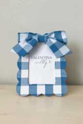 Blue Gingham Bow Picture Frame Handmade Coquette Nursery Decor 4x6 Frame