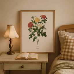 June Rose Birth Flower Print - Vintage Botanical Wall Art, Birthday Gift For Her - thumbnail 2