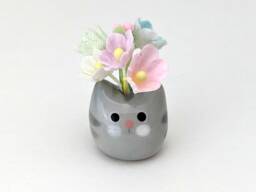 Cute Handmade Ceramic Cat Vase. Small Kitty Adorable Figurine. Cat Lover Gift. Small-Batch Ceramics. Hand-Painted Pottery