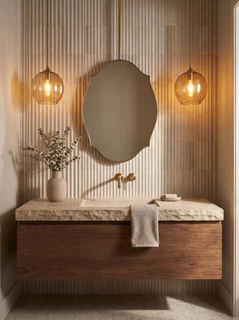 Luxury Suspended Brass Mirror - Ceiling Mounted Gold Bathroom Mirrors - image 1