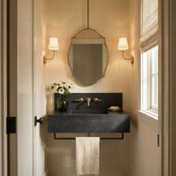 Luxury Suspended Brass Mirror - Ceiling Mounted Gold Bathroom Mirrors - thumbnail 3