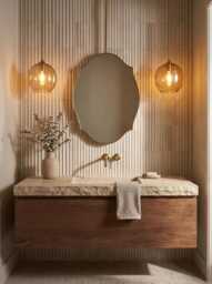 Luxury Suspended Brass Mirror - Ceiling Mounted Gold Bathroom Mirrors