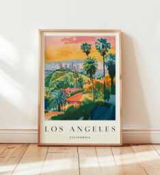 Los Angeles Travel Poster California Hollywood Wall Art - thumbnail 1
