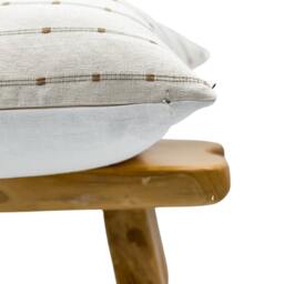Off White Cream Striped Woven Pillow Cover, Neutral Pillow, White Hmong & Beige Farmhouse Textured Pillow - thumbnail 3
