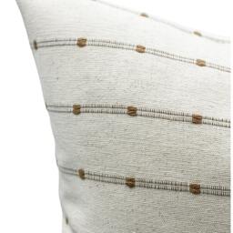 Off White Cream Striped Woven Pillow Cover, Neutral Pillow, White Hmong & Beige Farmhouse Textured Pillow - thumbnail 2