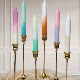 Dip Dyed Dinner Candles, Dipped Candles, White Taper Tall Candles, Gold Candles, Christmas Pillar Candles - thumbnail 3