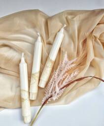 Dip Dyed Dinner Candles, Dipped Candles, White Taper Tall Candles, Gold Candles, Christmas Pillar Candles