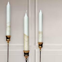 Dip Dyed Dinner Candles, Dipped Candles, White Taper Tall Candles, Gold Candles, Christmas Pillar Candles - thumbnail 2
