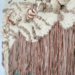 Large Macrame Wall Hanging Terracotta Fiber Art Tapestry - thumbnail 3
