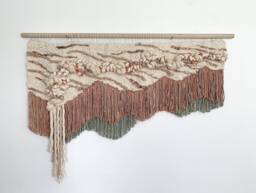 Large Macrame Wall Hanging Terracotta Fiber Art Tapestry - thumbnail 1