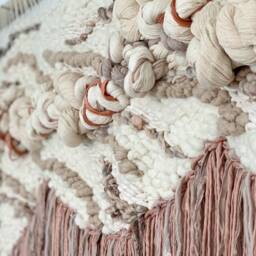 Large Macrame Wall Hanging Terracotta Fiber Art Tapestry - thumbnail 2