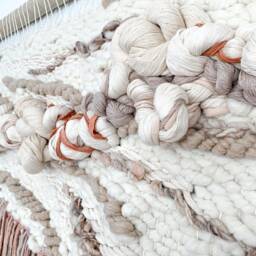 Large Macrame Wall Hanging Terracotta Fiber Art Tapestry - thumbnail 4