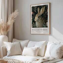 William Morris Print, Art, Exhibition Poster, Woodland Nursery Decor, Bunny Gifts, Rabbit Nature Wall Prints - thumbnail 2