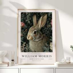William Morris Print, Art, Exhibition Poster, Woodland Nursery Decor, Bunny Gifts, Rabbit Nature Wall Prints - thumbnail 1