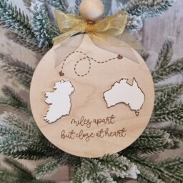 Long Distance Christmas Ornament Australia Family Gift, Maple & Acrylic - thumbnail 2