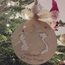 Long Distance Christmas Ornament Australia Family Gift, Maple & Acrylic - thumbnail 4