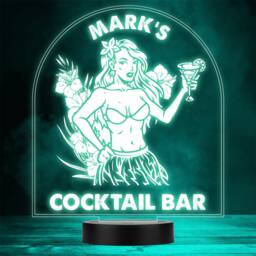 Hula Girl in Bikini Cocktail Home Bar Man Cave Gift Colour Change Night Light - thumbnail 1