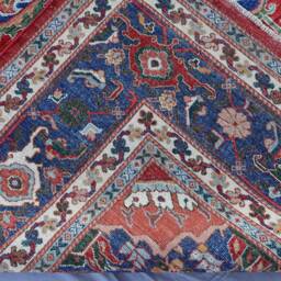 9x10 Ft Large Afghan Fine Turkish Heriz Rug Navy Blue Red Turkmen Hand Knotted Wool Area Rug, Rugs For Living Room Bedroom, 8'7x9'9 - thumbnail 4