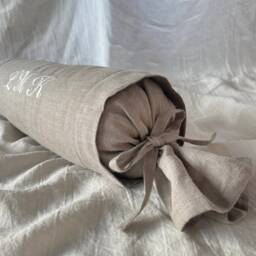 Linen Bolster Pillow Cover With Custom Embroidery/Oeko-Tex Certified Linen Soft Natural Washed Various Colors Available - thumbnail 2