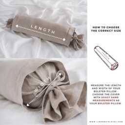 Linen Bolster Pillow Cover With Custom Embroidery/Oeko-Tex Certified Linen Soft Natural Washed Various Colors Available - thumbnail 3