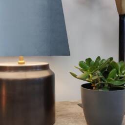 Light Dusky Blue Extra Tall Cone Lampshade in Velvet, 50cm Height - thumbnail 2