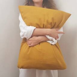 Emerald & Mustard Linen Bedding Set - 2 Pillowcases Duvet Cover Organic Bedding Full Size King Queen - thumbnail 3