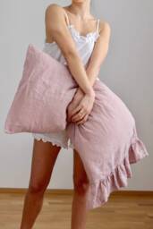 Linen Pillowcase With Ruffles Standard , Queen King Euro Sham Body Pillow Size. Bed Pillows. Washed & Softened. Made By Mooshop.8 - thumbnail 1