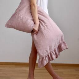 Linen Pillowcase With Ruffles Standard , Queen King Euro Sham Body Pillow Size. Bed Pillows. Washed & Softened. Made By Mooshop.8 - thumbnail 3