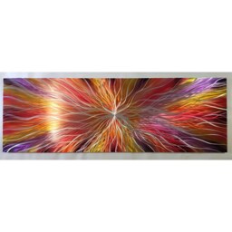 Modern, Abstract Metal Wall Art, 3D Effect, By R Toomer Art. Titled Nova. Red, Orange, Yellow, Purple, Black & Silver. Indoor/Outdoor - thumbnail 3