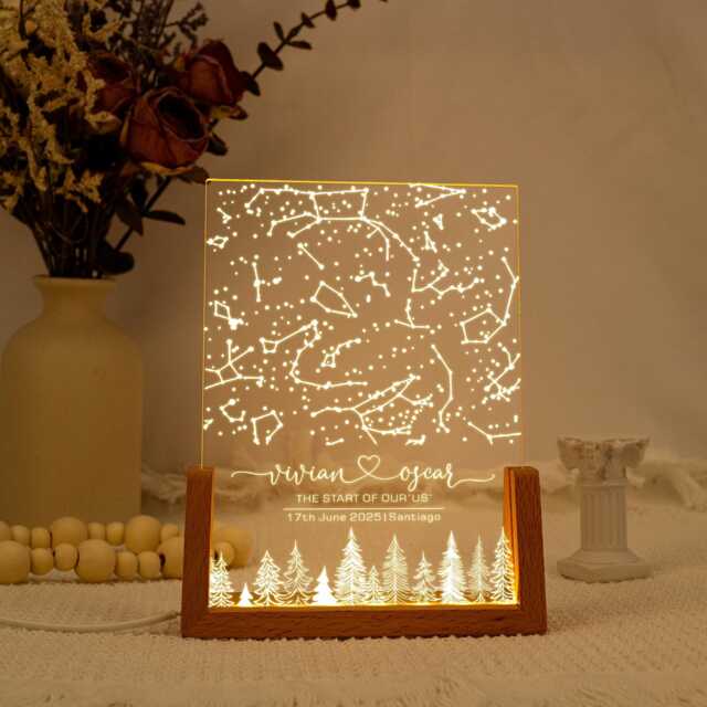 Night Light With Star Map, Couples Gift, Gift For Him/Her, Table Lamp Constellation Chart, Stars Map Anniversary Engagement - image 1