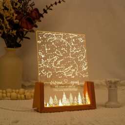 Night Light With Star Map, Couples Gift, Gift For Him/Her, Table Lamp Constellation Chart, Stars Map Anniversary Engagement - thumbnail 2