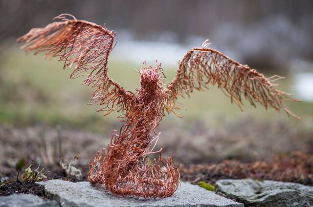 Phoenix Bird, Wire Animal Mythical Creature, Fantasy Art, Figurine, Bird Sculpture, Greek Mythology, Birthday Gift - image 1