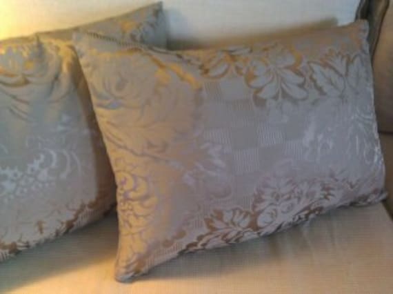 Silk Damask Floral Pillow Cover 18 X 12 Taupe/Warm Grey - image 1